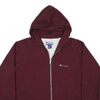CHAMPION Mens Maroon Zip Hooded Nylon Jacket XL Casual Sportswear Outerwear