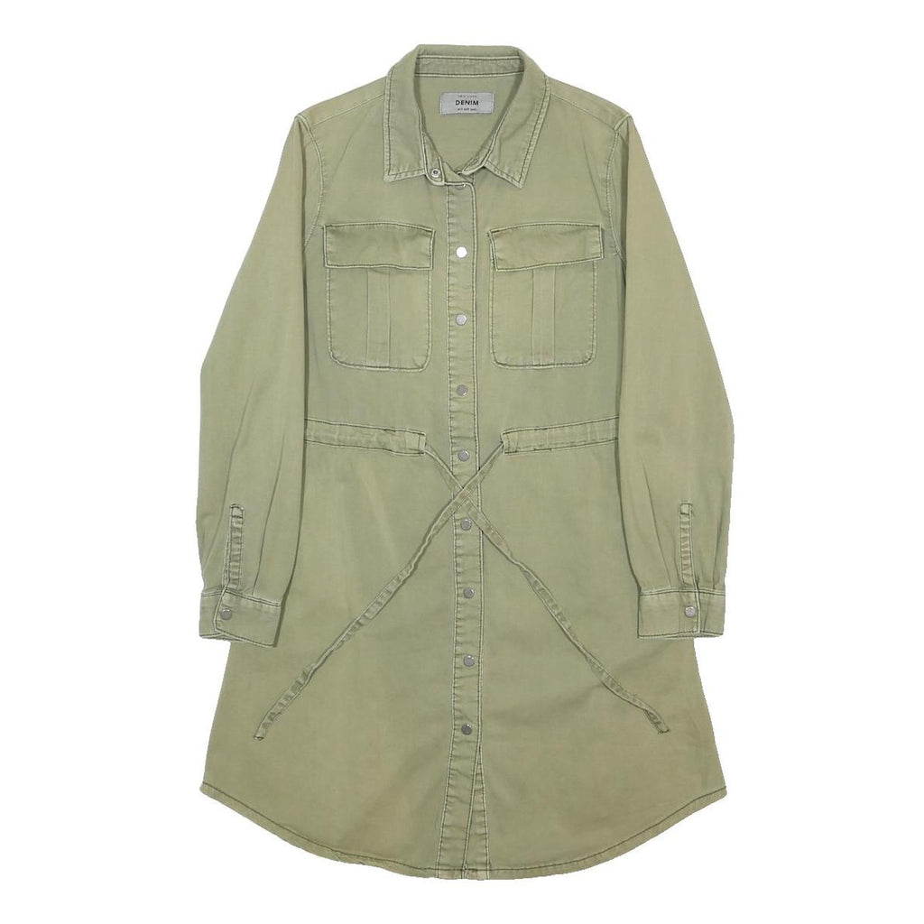 NEW LOOK Womens Green Day Cotton Shirt Sleeve Shirt Dress UK 10 Casual Relaxed