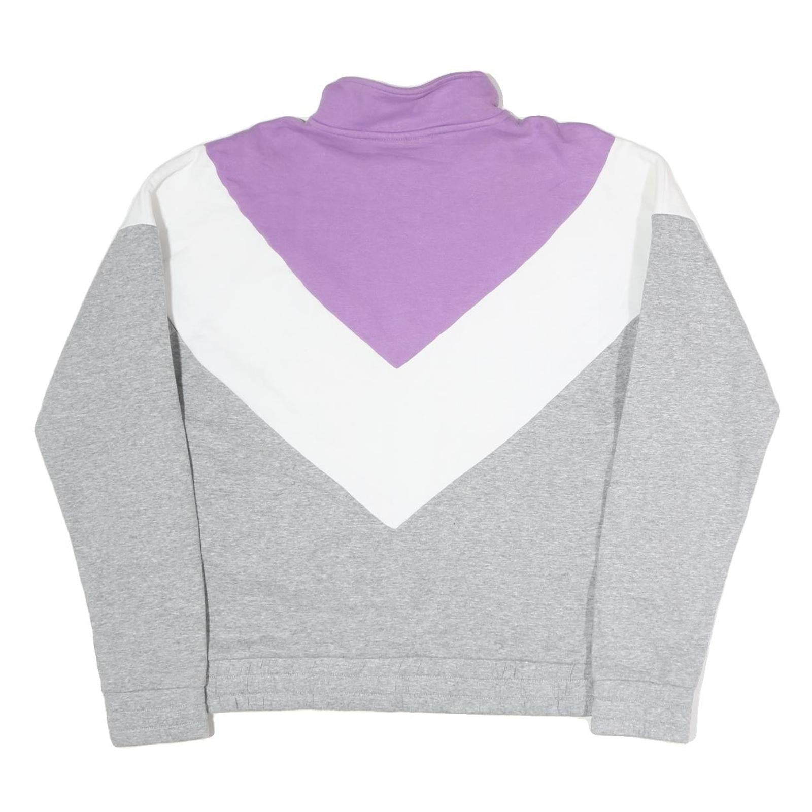 FILA Mens Purple & White & Grey Half Zip XL Colourblock Cotton Sweatshirt