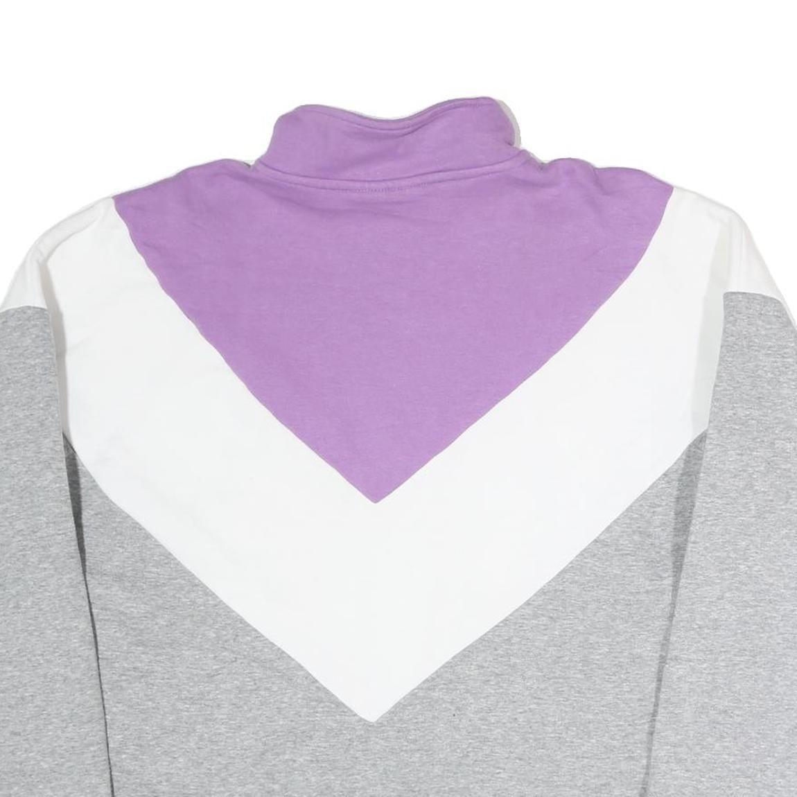 FILA Mens Purple & White & Grey Half Zip XL Colourblock Cotton Sweatshirt
