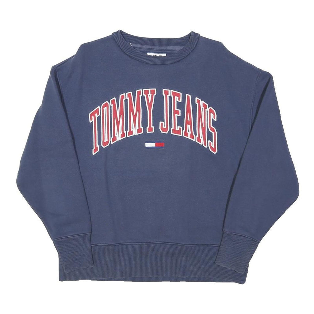 TOMMY JEANS Womens Blue Crew Neck S Cotton Blend Sweatshirt Pullover
