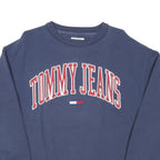 TOMMY JEANS Womens Blue Crew Neck S Cotton Blend Sweatshirt Pullover