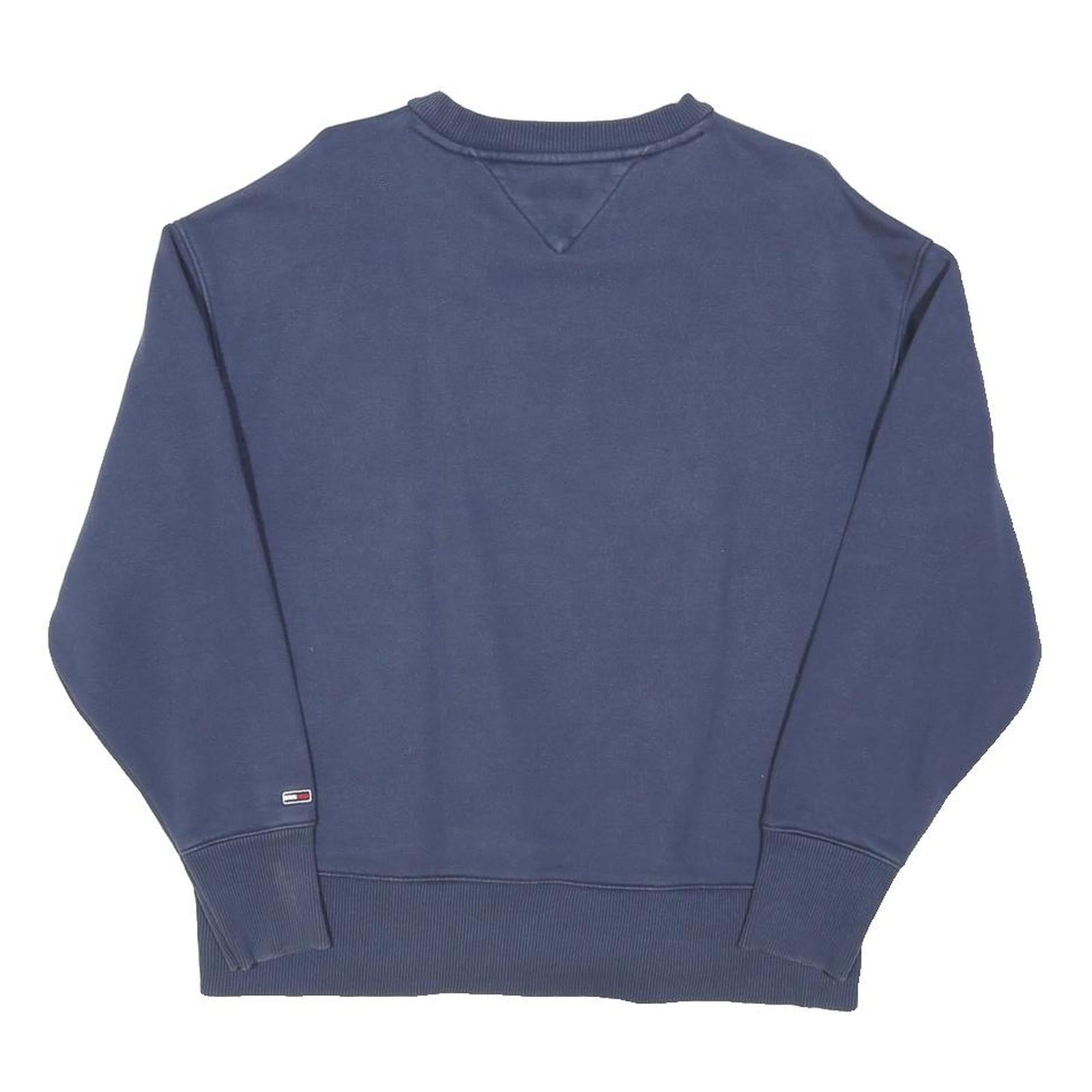 TOMMY JEANS Womens Blue Crew Neck S Cotton Blend Sweatshirt Pullover