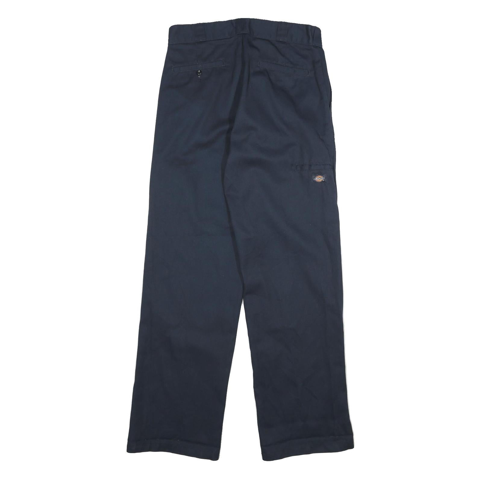 DICKIES Mens Cotton Blend Navy Loose Fit Straight Leg Trousers W32 L33 Workwear