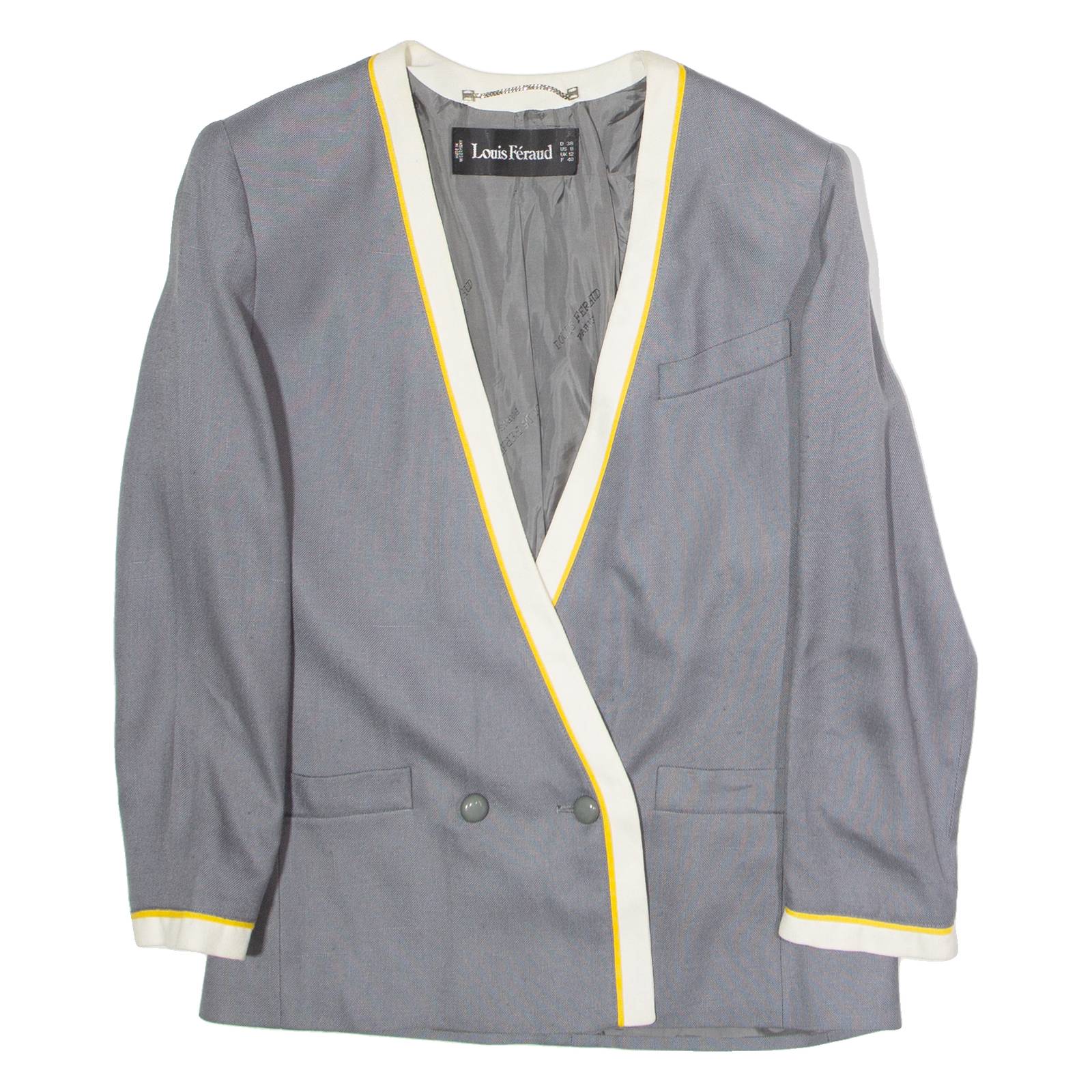 LOUIS FERAUD Womens Blazer Jacket Grey Viscose UK 12