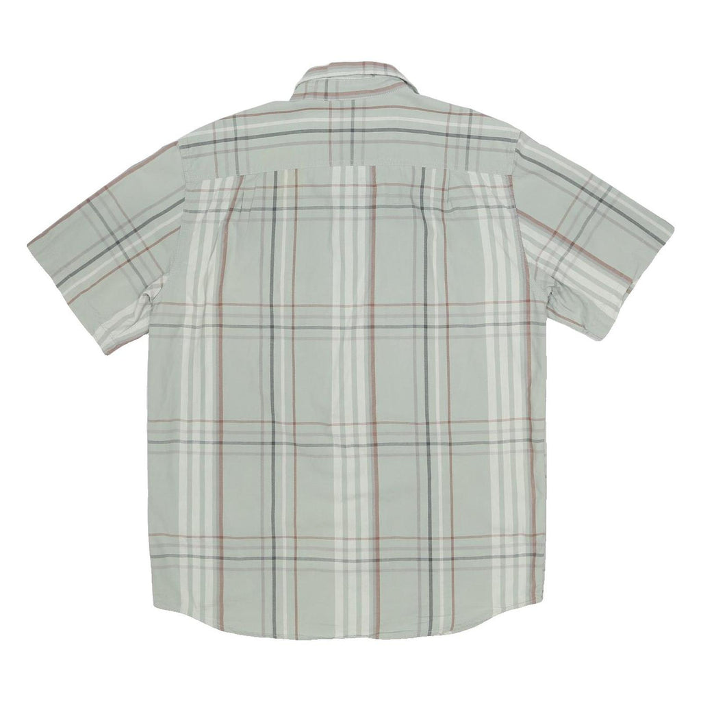 CARHARTT Mens Grey & Brown Plaid Shirt M Cotton Casual Short Sleeve Workwear