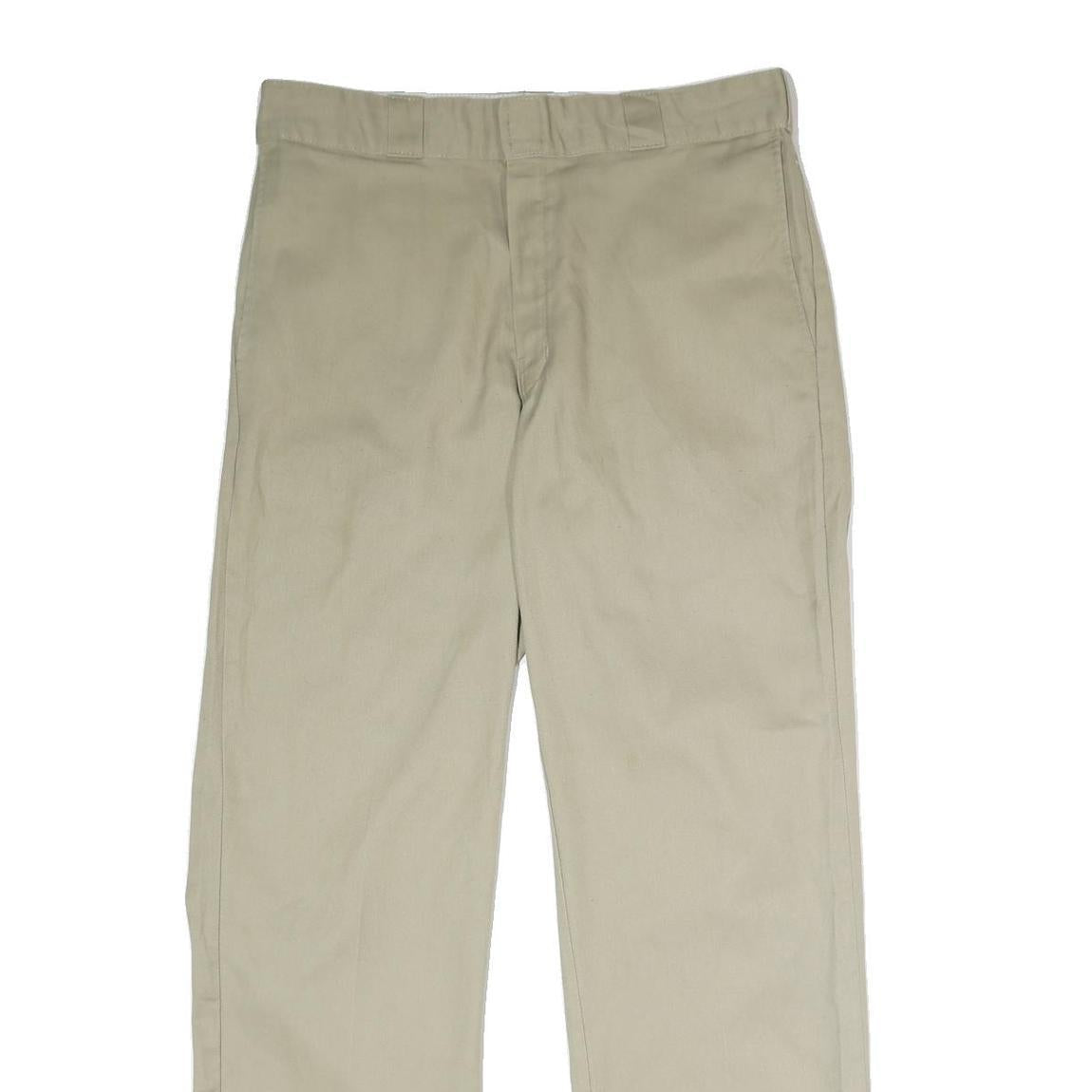 DICKIES Mens Regular Fit Beige Polyester Blend Zip Trousers W34 L32 Workwear
