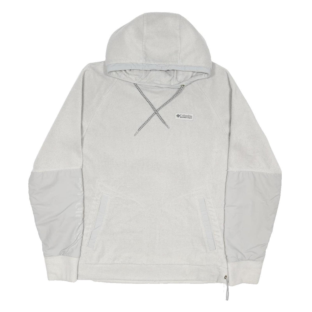 COLUMBIA Mens White Hooded Pullover M Polyester Blend Lightweight Casual Hoodie