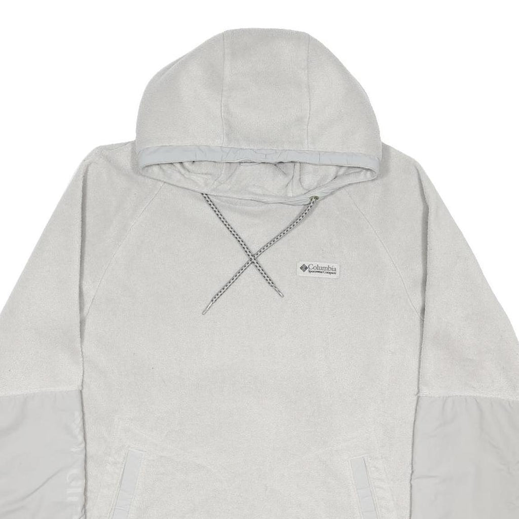 COLUMBIA Mens White Hooded Pullover M Polyester Blend Lightweight Casual Hoodie