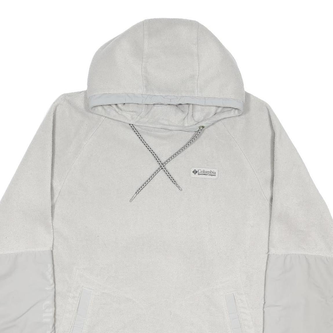 COLUMBIA Mens White Hooded Pullover M Polyester Blend Lightweight Casual Hoodie