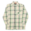 BARBADOS Mens Cream & Green Check Shirt L Cotton Blend Casual Long Sleeve
