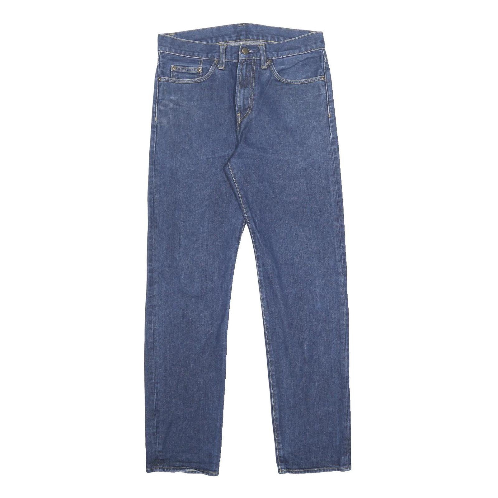 CARHARTT Mens Slim Blue Cotton Denim W29 L32 Zip Jeans Casual Workwear