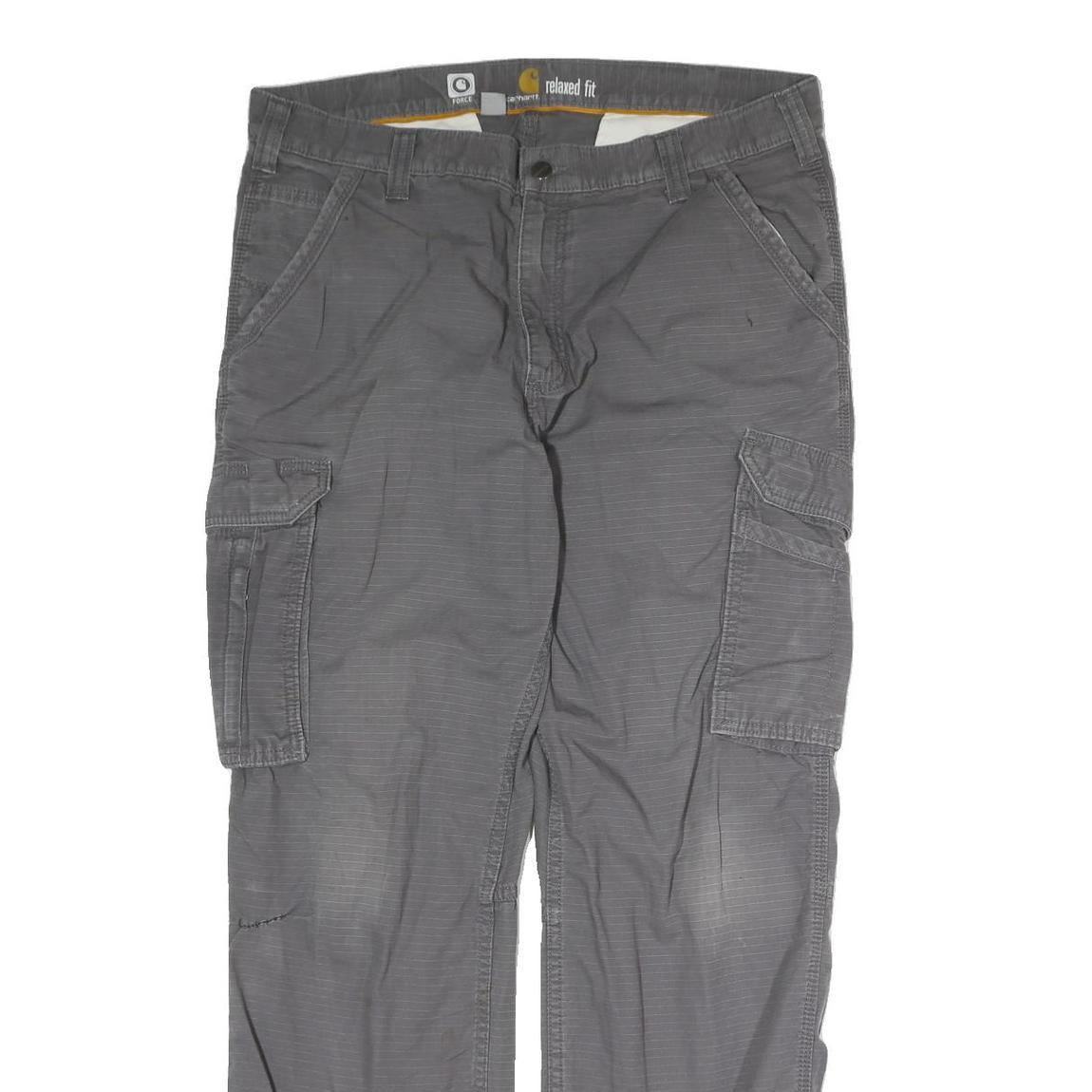 CARHARTT Mens Regular Grey Relaxed Fit Cargo Trousers W36 L32 Workwear Utility