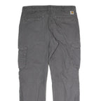 CARHARTT Mens Regular Grey Relaxed Fit Cargo Trousers W36 L32 Workwear Utility