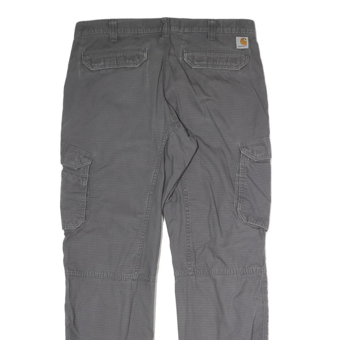 CARHARTT Mens Regular Grey Relaxed Fit Cargo Trousers W36 L32 Workwear Utility
