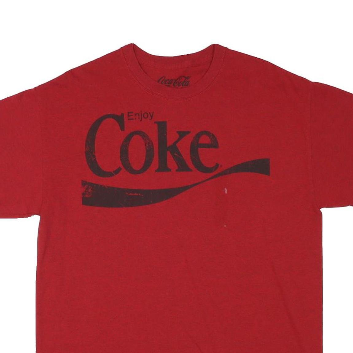 COCA COLA Mens Red Graphic T-Shirt M Short Sleeve Crew Neck Vintage Logo Print