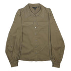 TED BAKER Womens Beige Cotton Blend Shirt Jacket S Plain Button Fastening Casual