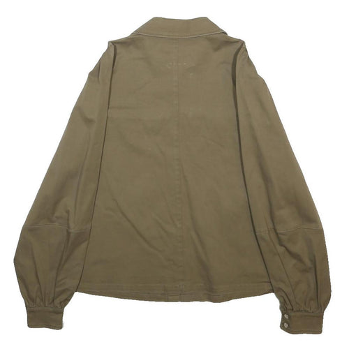 TED BAKER Womens Beige Cotton Blend Shirt Jacket S Plain Button Fastening Casual