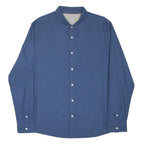 A-FRAME Mens Blue Cotton Shirt XL Classic Button Down Pocket Casual