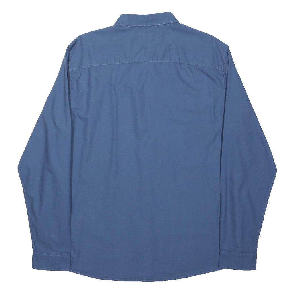 A-FRAME Mens Blue Cotton Shirt XL Classic Button Down Pocket Casual