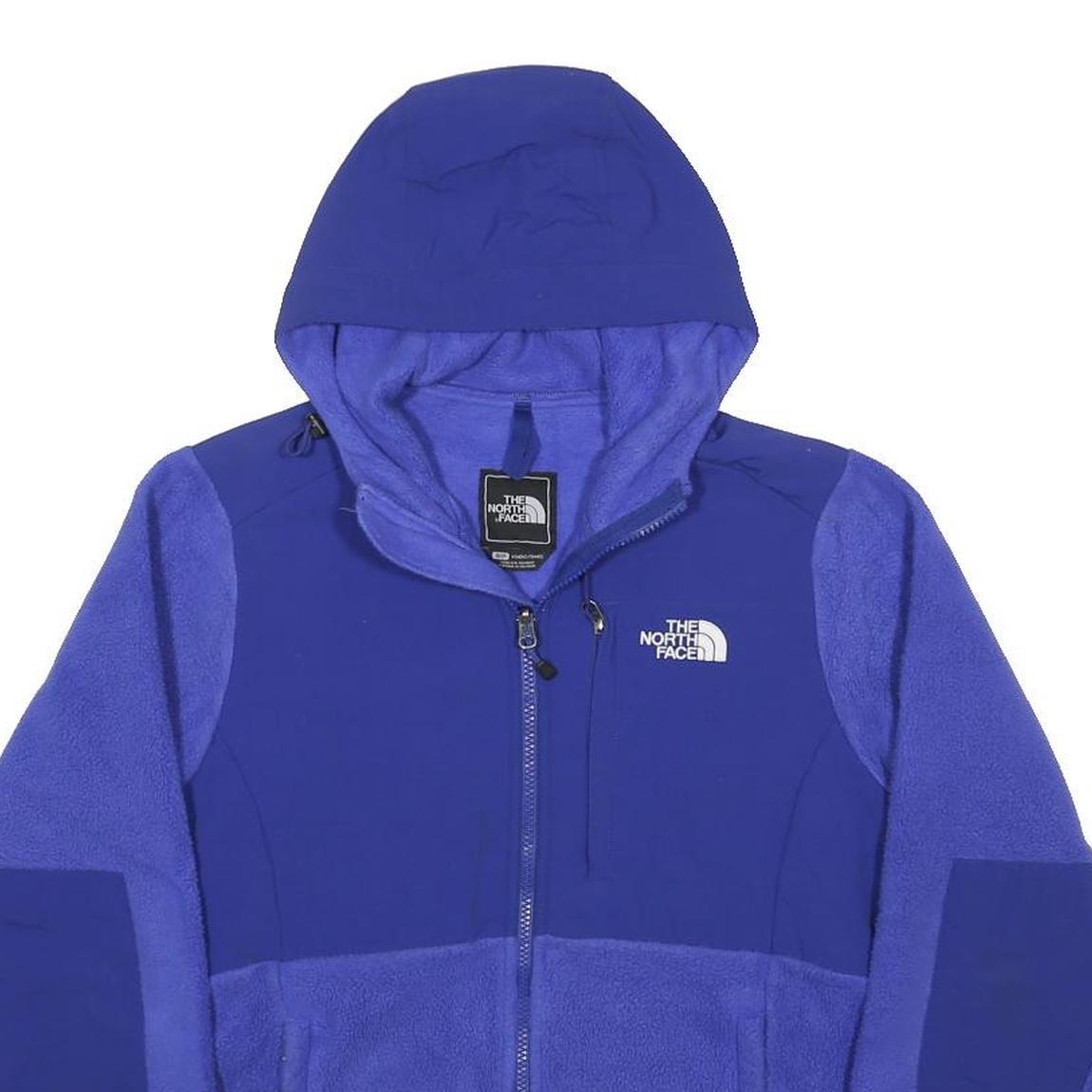 THE NORTH FACE Womens Blue Hooded Zip Jacket S Polyester Fleece Outdoor Warm