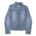 DKNY Womens Blue Denim Cotton Blend Button Jacket S Classic Fit Casual Outerwear