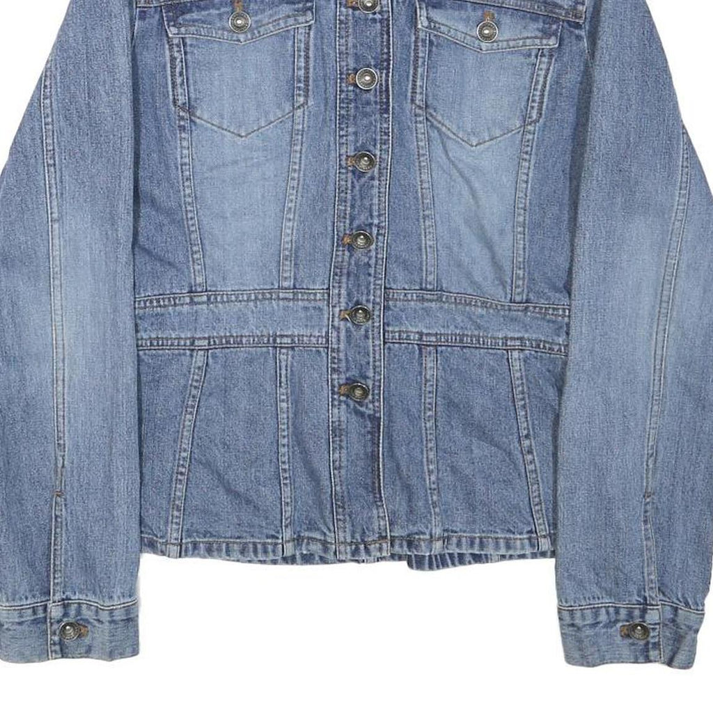 DKNY Womens Blue Denim Cotton Blend Button Jacket S Classic Fit Casual Outerwear