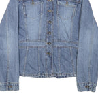 DKNY Womens Blue Denim Cotton Blend Button Jacket S Classic Fit Casual Outerwear