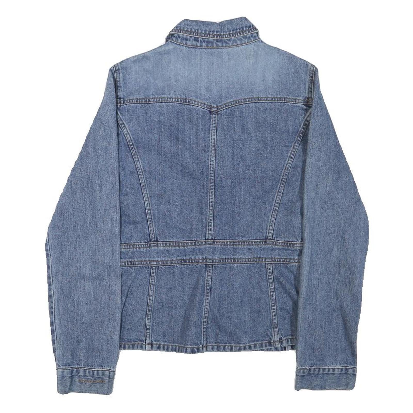 DKNY Womens Blue Denim Cotton Blend Button Jacket S Classic Fit Casual Outerwear