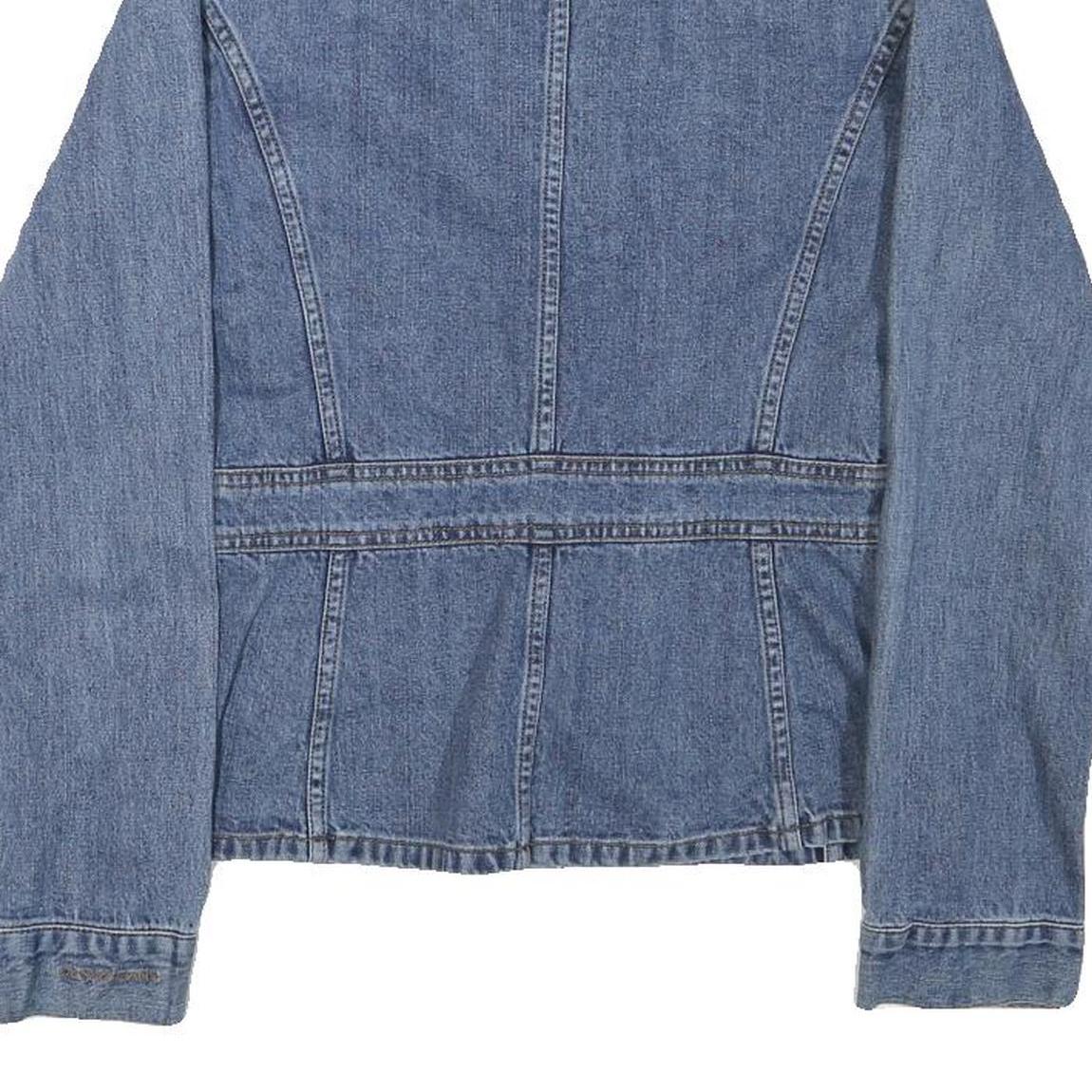 DKNY Womens Blue Denim Cotton Blend Button Jacket S Classic Fit Casual Outerwear