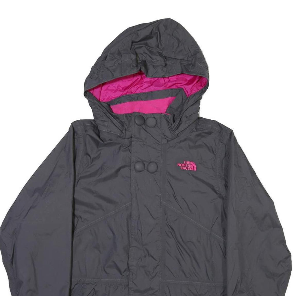 THE NORTH FACE Womens Grey & Pink Outdoor Jacket L Polyester Blend Zip Hooded