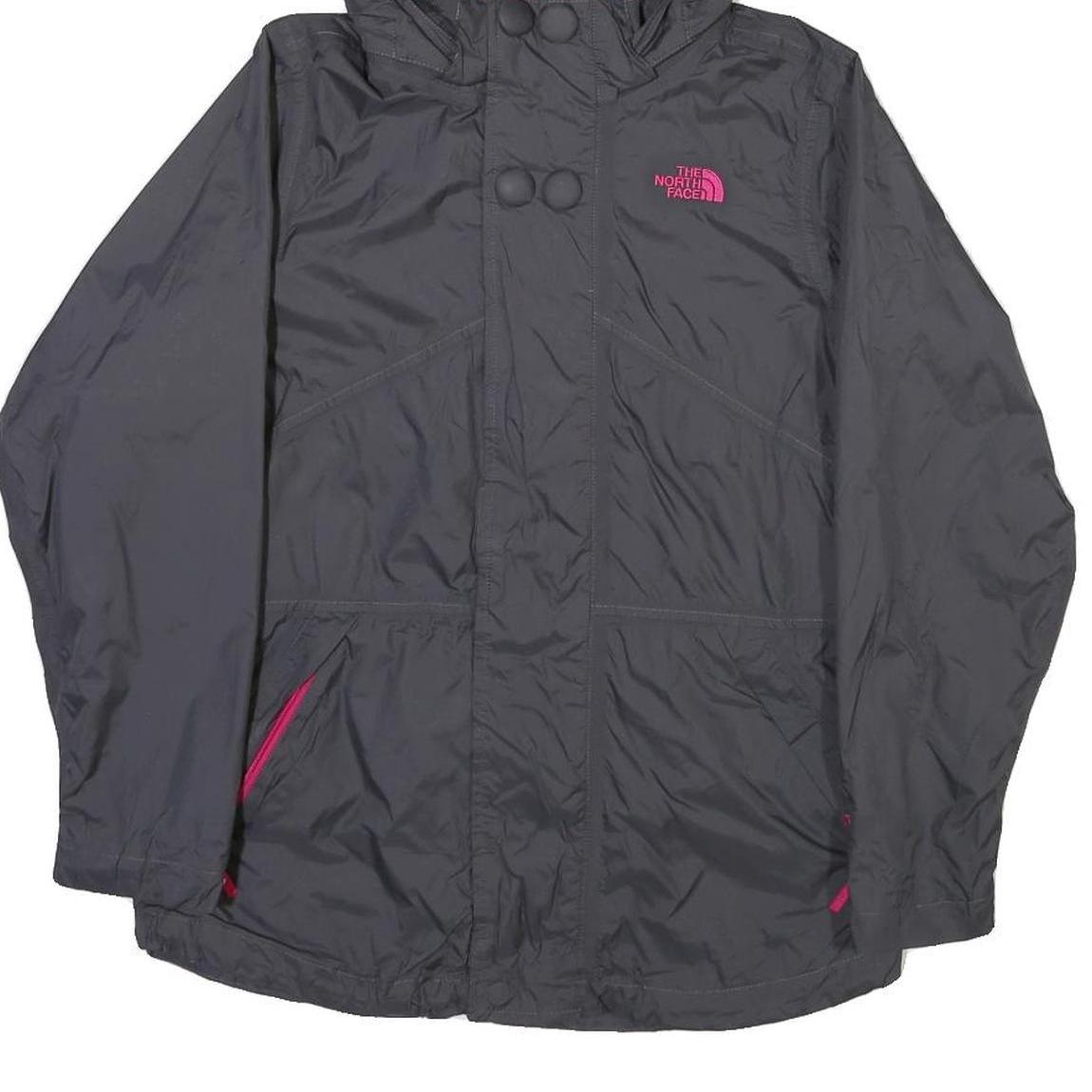 THE NORTH FACE Womens Grey & Pink Outdoor Jacket L Polyester Blend Zip Hooded