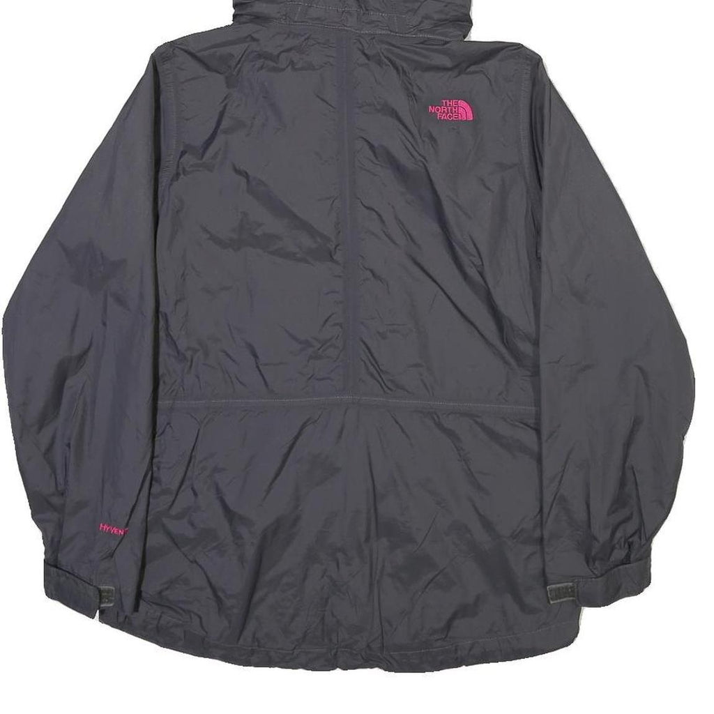 THE NORTH FACE Womens Grey & Pink Outdoor Jacket L Polyester Blend Zip Hooded
