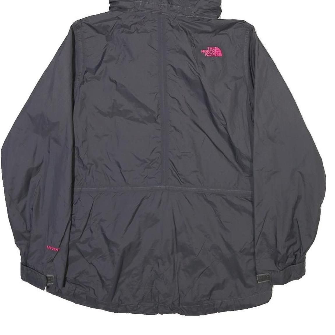 THE NORTH FACE Womens Grey & Pink Outdoor Jacket L Polyester Blend Zip Hooded