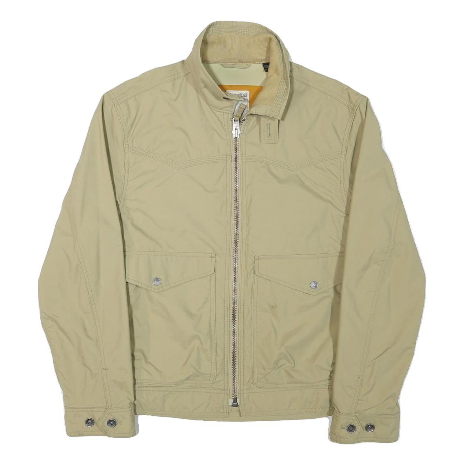 TIMBERLAND Mens Beige Jacket M Polyester Blend Plain Zip Casual Outdoor Wear