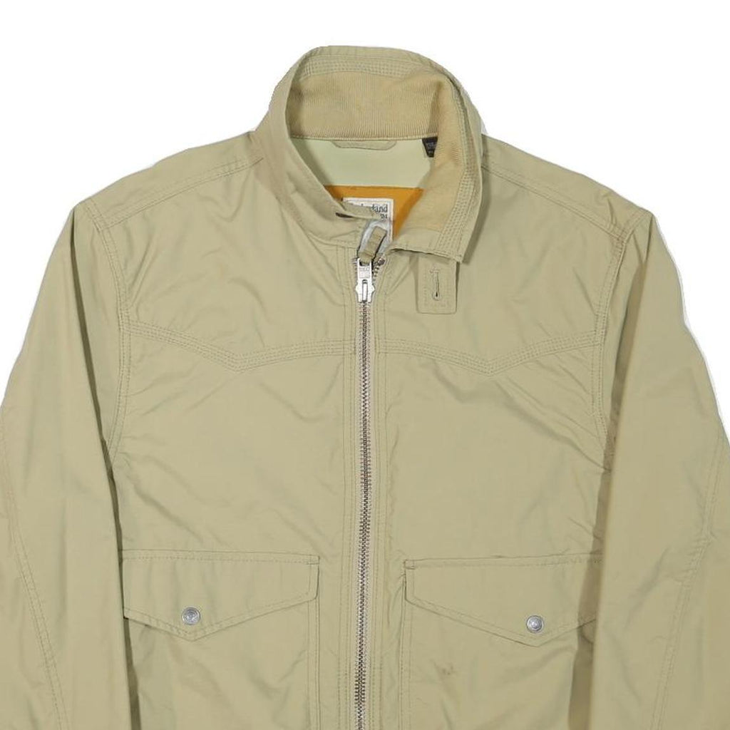 TIMBERLAND Mens Beige Jacket M Polyester Blend Plain Zip Casual Outdoor Wear