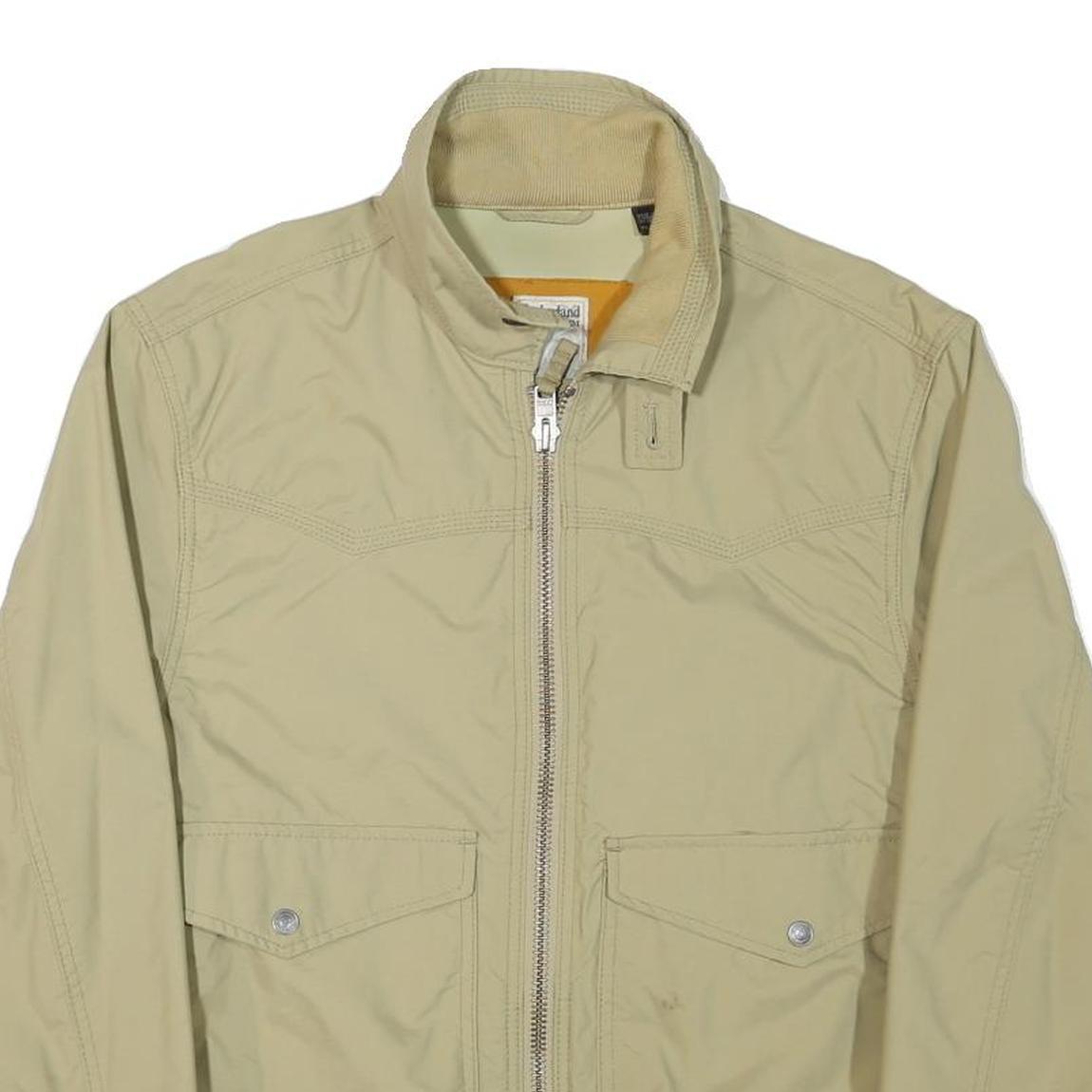 TIMBERLAND Mens Beige Jacket M Polyester Blend Plain Zip Casual Outdoor Wear