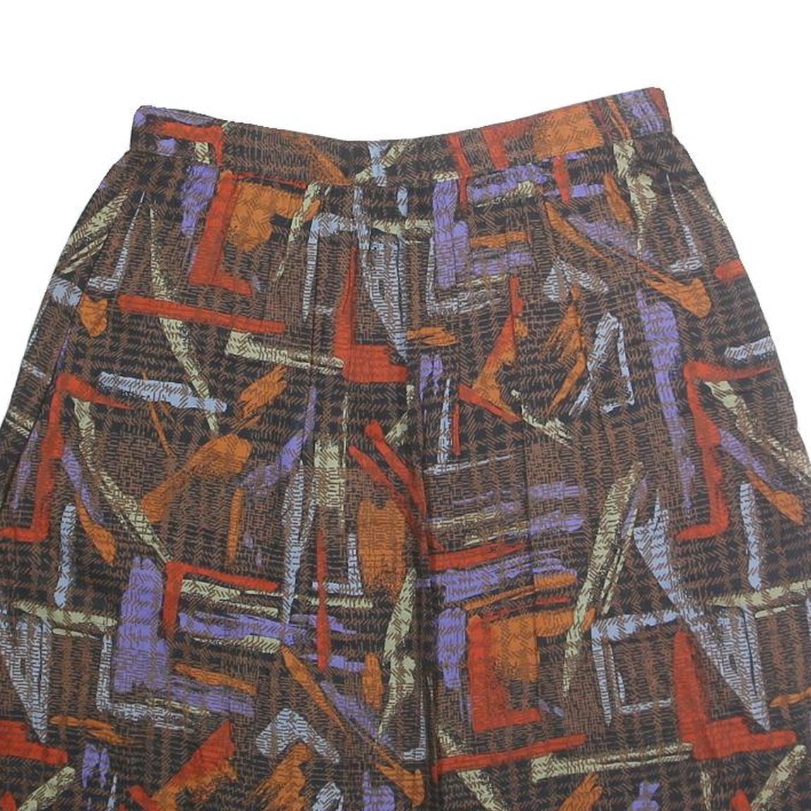GREENWICH SQUARE Womens Brown Orange Purple Abstract Print A-Line Knee Length