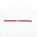 LEVI'S Womens White & Red Crew Neck XXS Cropped Cotton Sweatshirt