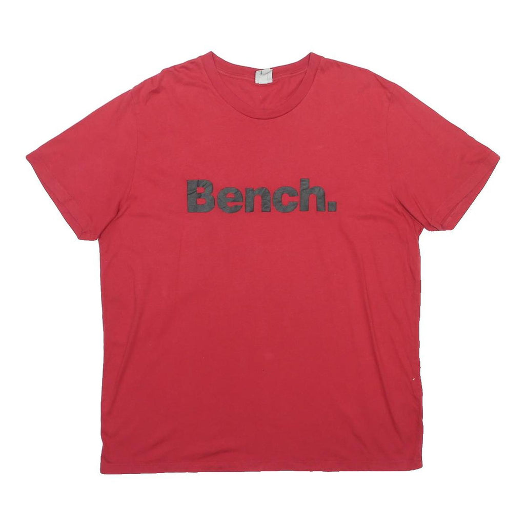 BENCH Mens Red T-Shirt XL Short Sleeve Crew Neck Cotton Blend Logo Graphic