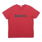 BENCH Mens Red T-Shirt XL Short Sleeve Crew Neck Cotton Blend Logo Graphic