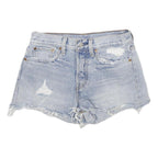 LEVI'S Womens Denim Light Blue Distressed Cut-Off Shorts S W27 Casual Summer
