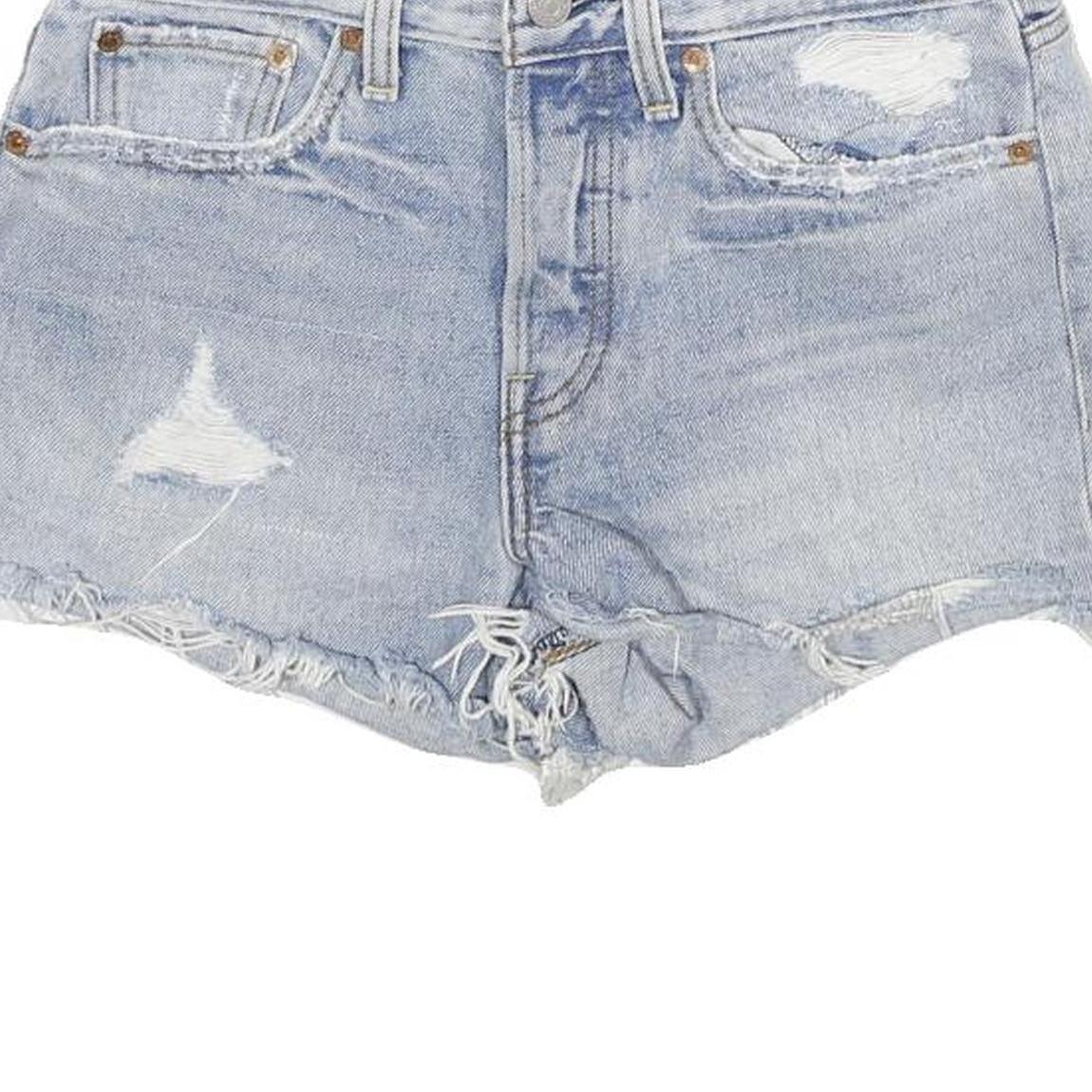 LEVI'S Womens Denim Light Blue Distressed Cut-Off Shorts S W27 Casual Summer
