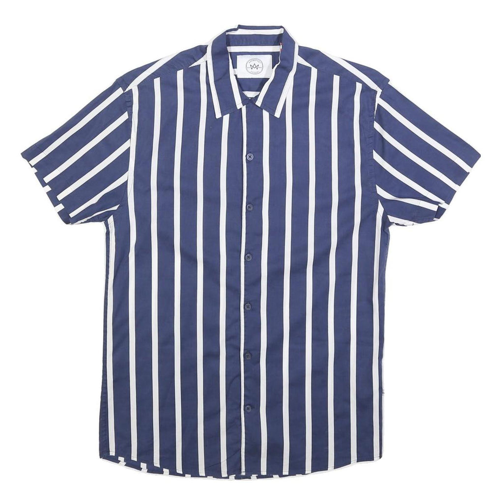 KRONSTADT CASUAL Mens Blue & White Striped Casual Shirt M Lightweight Cotton