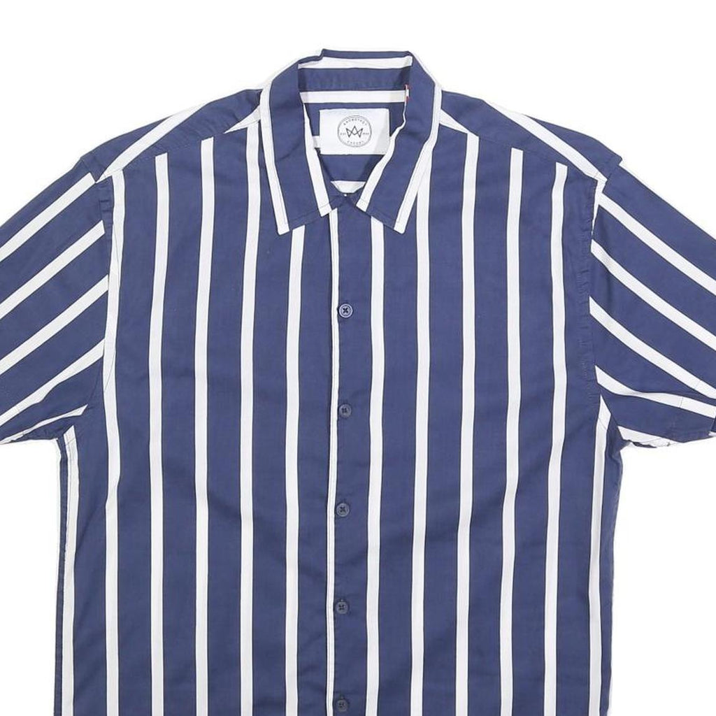 KRONSTADT CASUAL Mens Blue & White Striped Casual Shirt M Lightweight Cotton