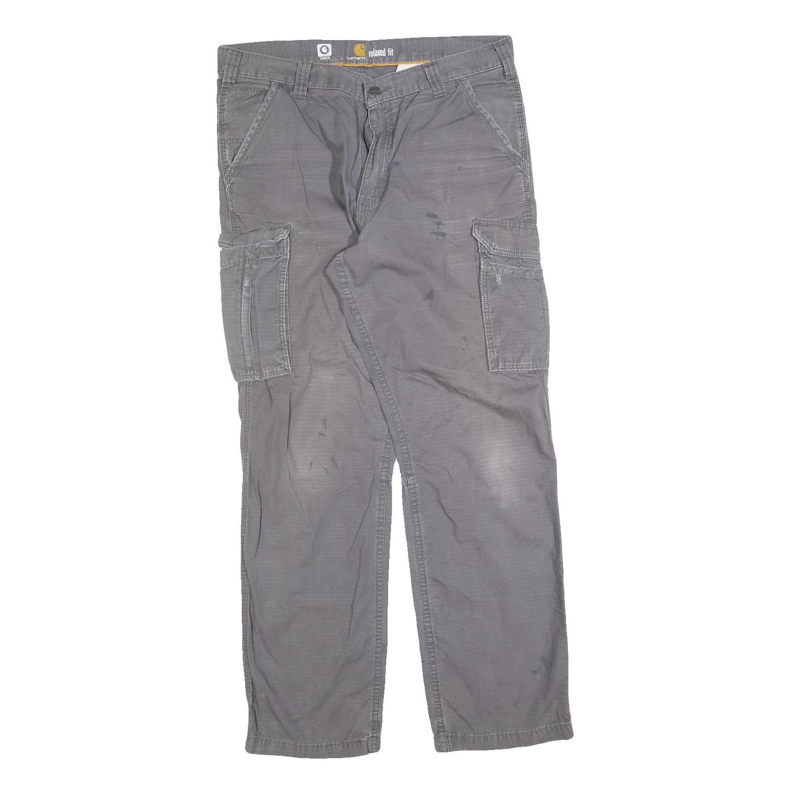 CARHARTT Mens Cotton Blend Grey Relaxed Fit Straight Trousers W36 L34 Workwear