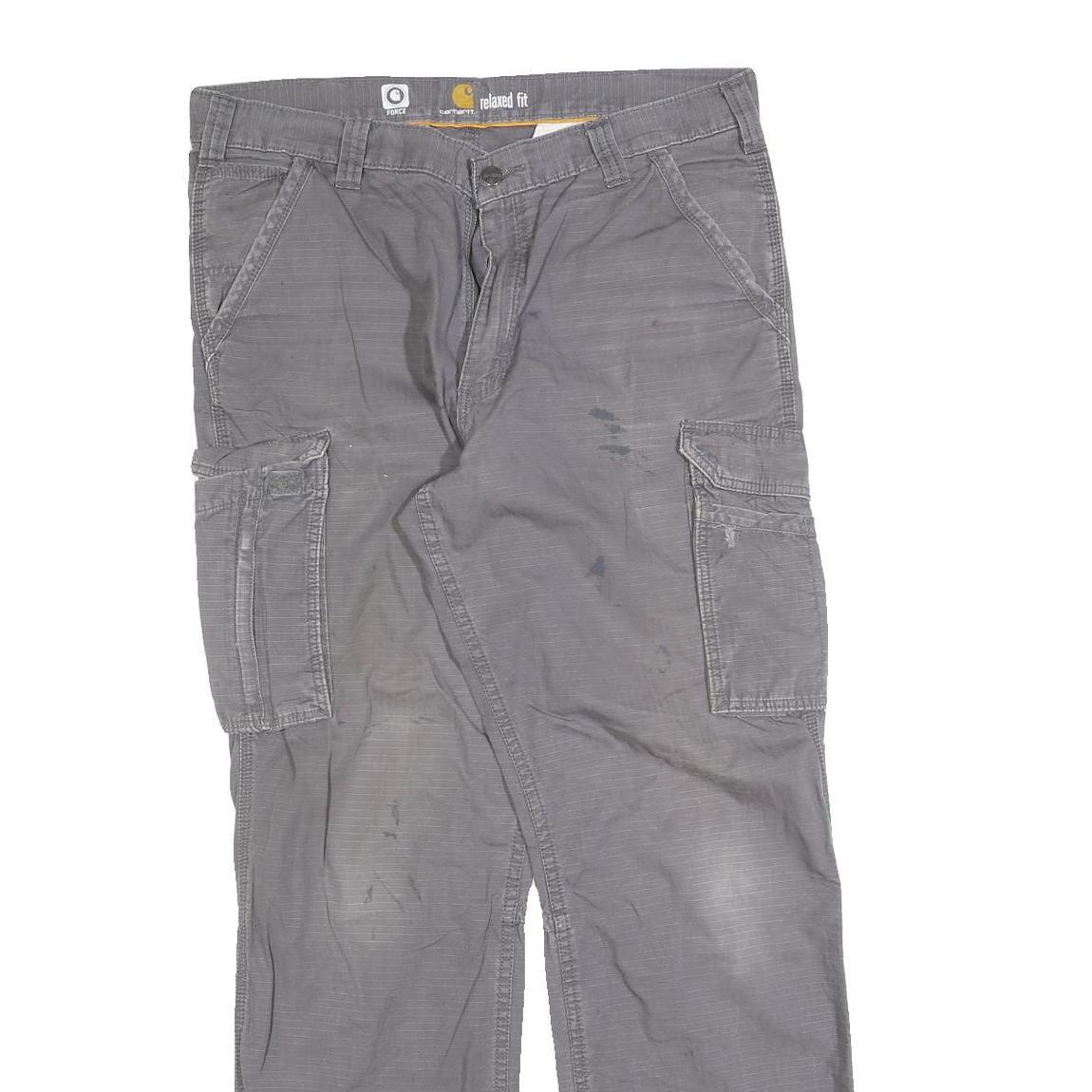 CARHARTT Mens Cotton Blend Grey Relaxed Fit Straight Trousers W36 L34 Workwear