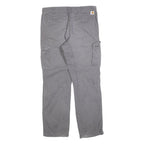 CARHARTT Mens Cotton Blend Grey Relaxed Fit Straight Trousers W36 L34 Workwear
