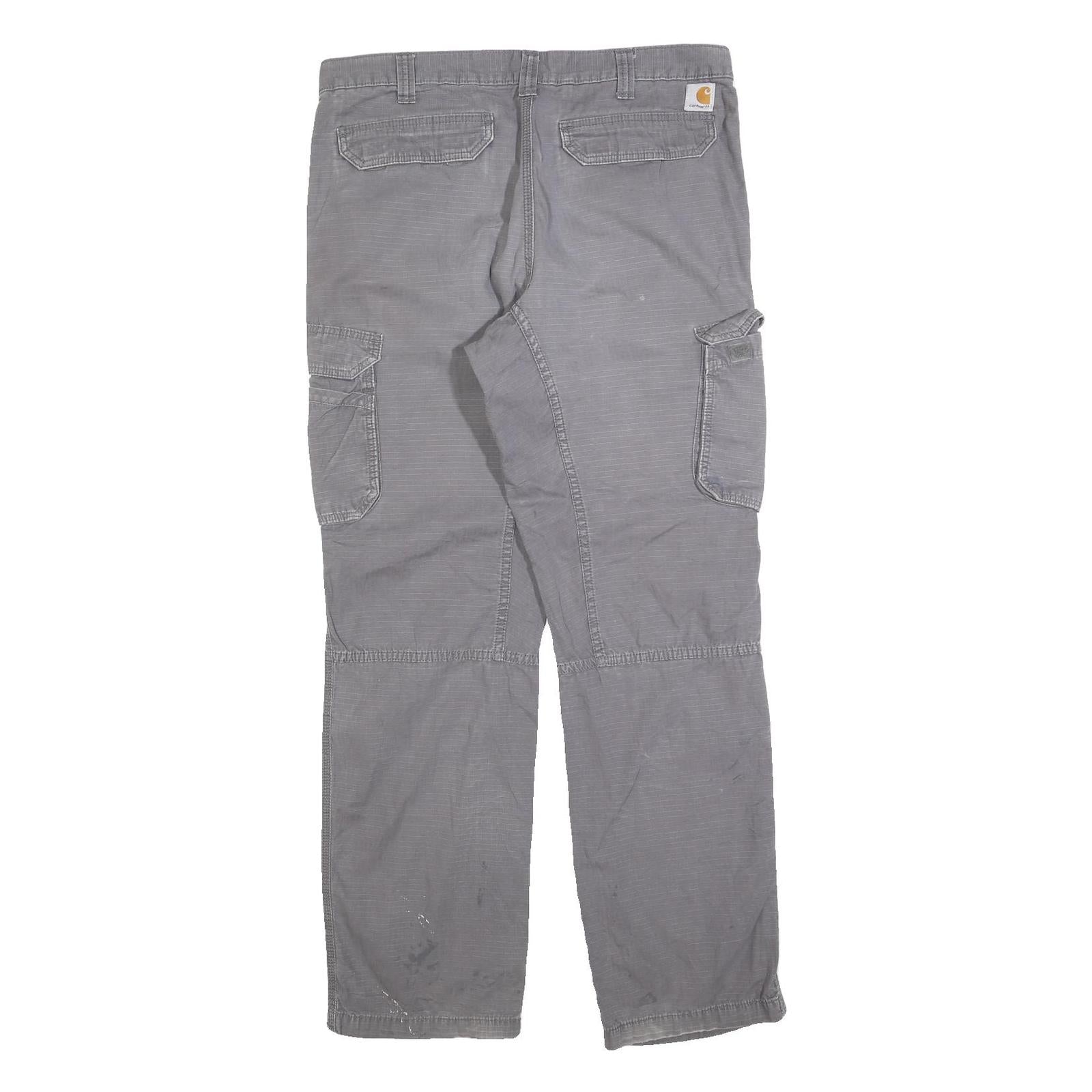 CARHARTT Mens Cotton Blend Grey Relaxed Fit Straight Trousers W36 L34 Workwear