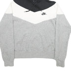 NIKE Mens Black & White & Grey Colourblock Pullover Hoodie M Cotton Blend Casual